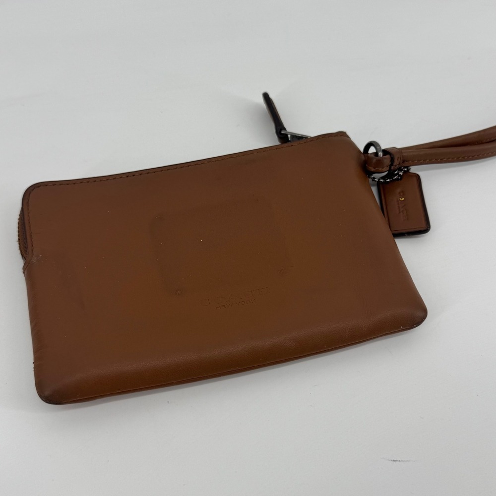 Coach x Pac-Man Limited Edition Leather Wristlet Saddle Brown F54841 - Picture 4 of 6